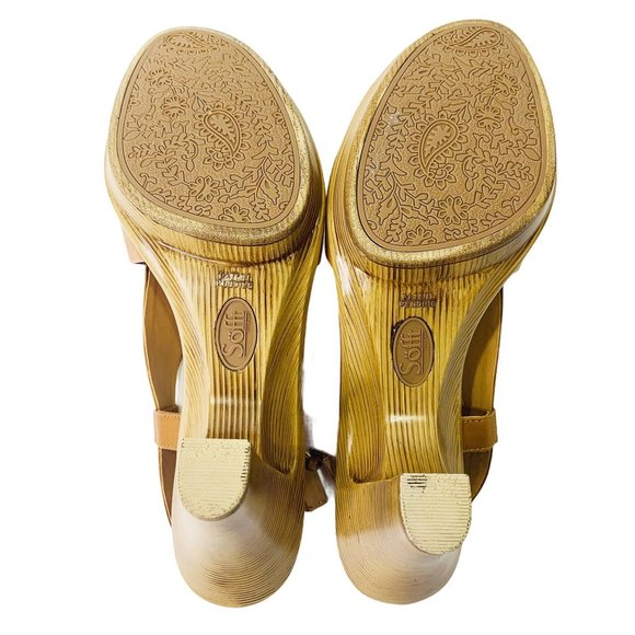 *SOLD* Sofft Womens Size 9.5 Open Toe Slingback Heels Shoes Sandals Tan Leather - Picture 11 of 12